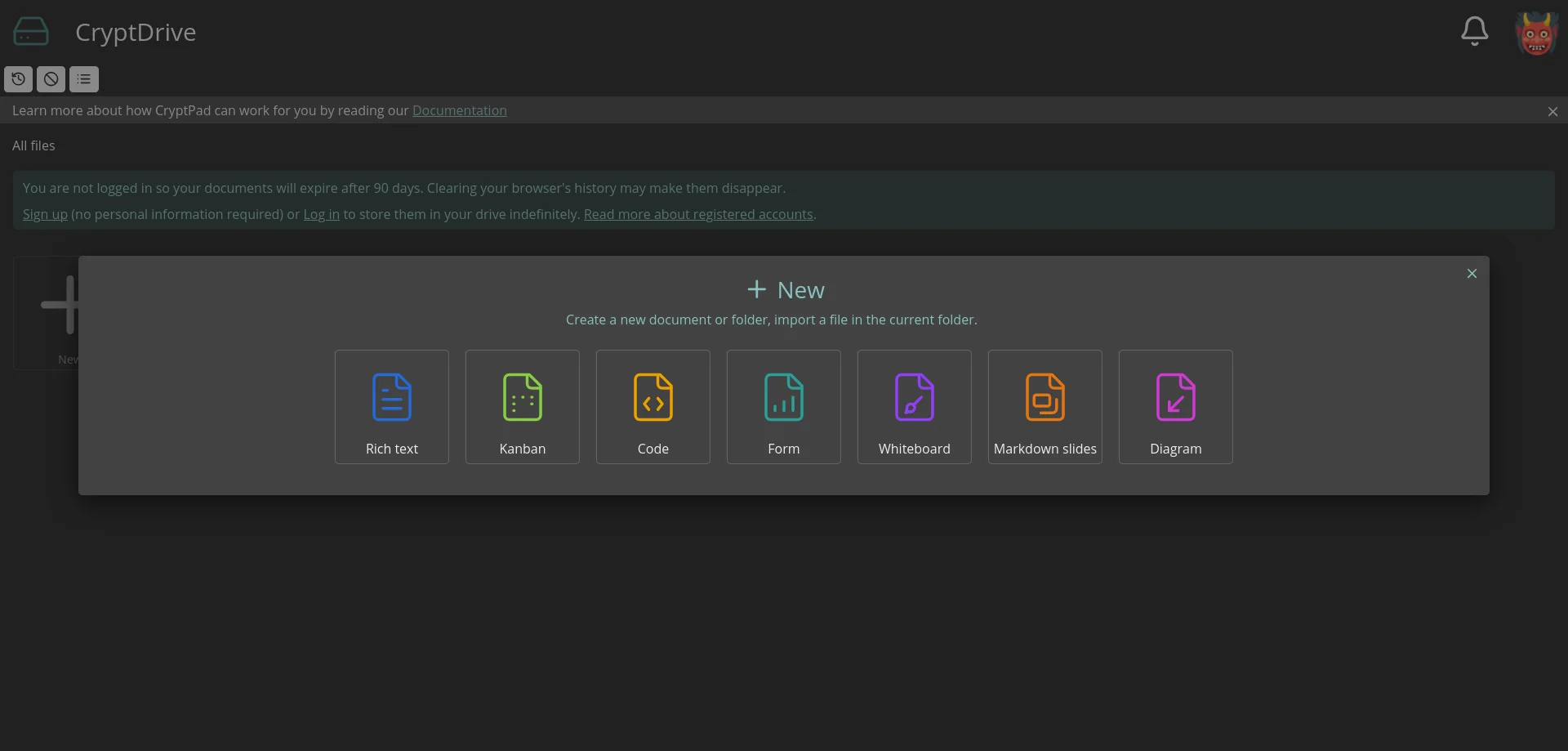CryptPad collaborative document editor showing real-time editing with multiple users on local network