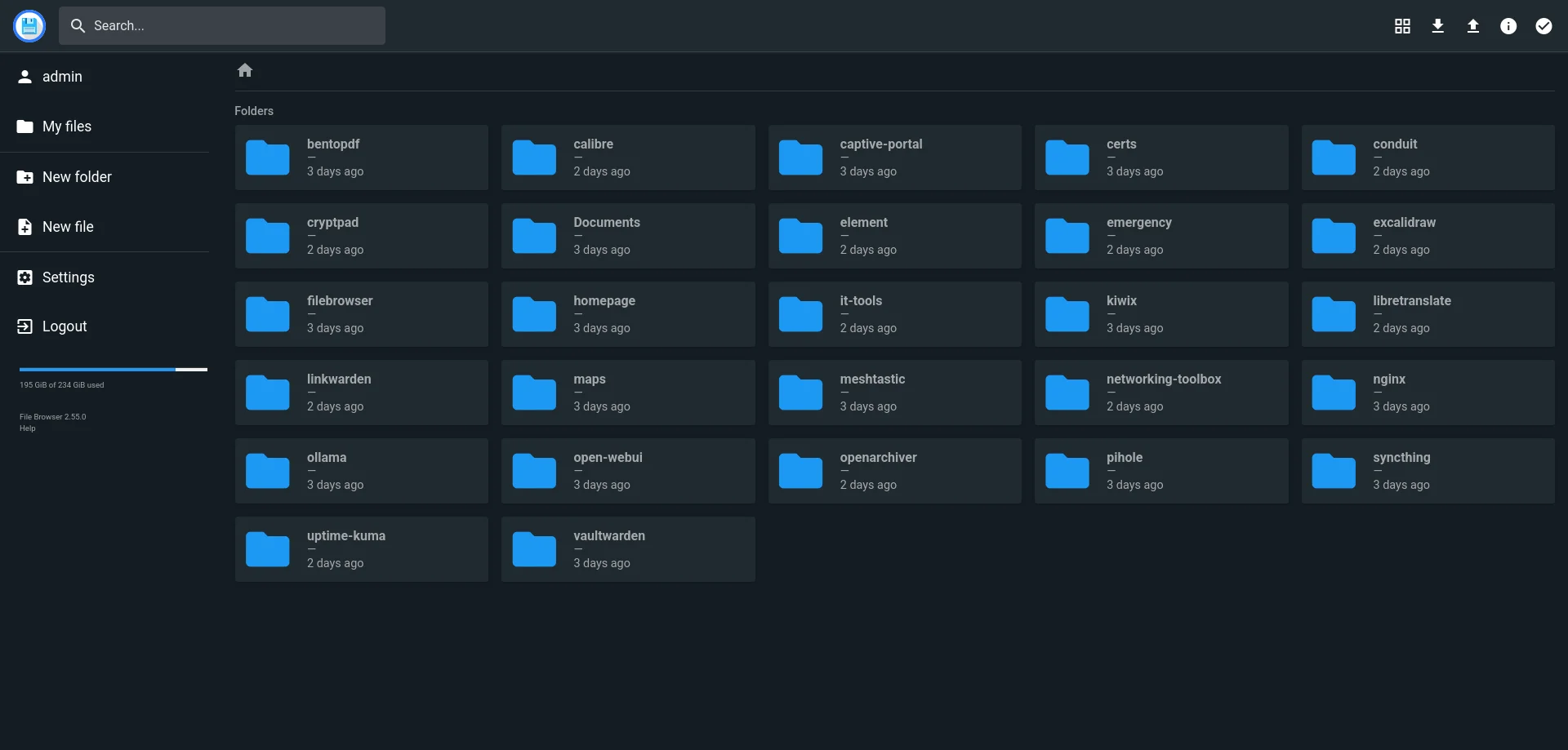File Browser interface showing drag-and-drop file upload and folder management on MuleCube
