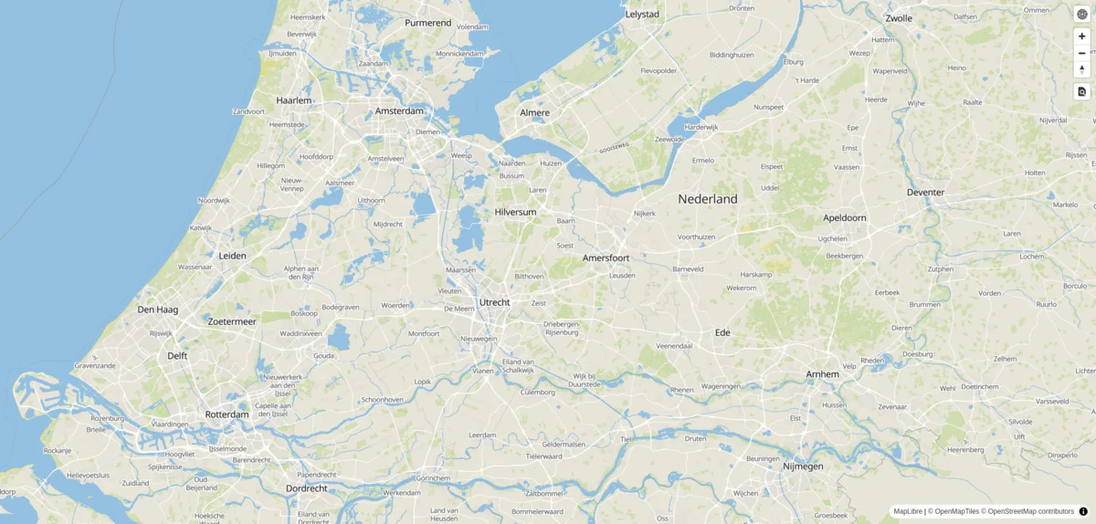 OpenStreetMap-based offline maps interface showing street and terrain navigation without internet connection